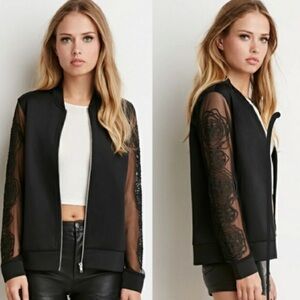 Forever 21 Embroidered lace Sleeve Jacket